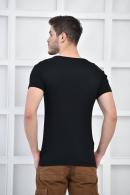 Siyah Erkek V Yaka Basıc Likralı T-Shirt F5123