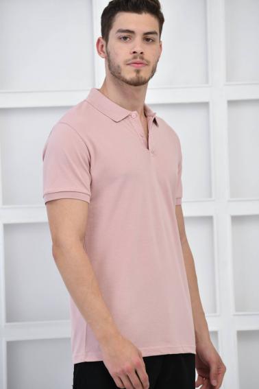 Pudra Erkek Düz Pike Polo Yaka Likralı Slim Basıc T-Shirt F51610