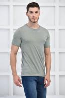 Haki Erkek Bisiklet Yaka Slim Fit Yaka Ve Kol Detaylı T-Shirt F51583