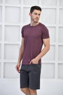 Mürdüm Erkek Bisiklet Yaka İnce Çizgili Likralı Slim Fit T-Shirt F5432