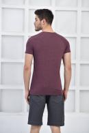 Mürdüm Erkek Bisiklet Yaka İnce Çizgili Likralı Slim Fit T-Shirt F5432