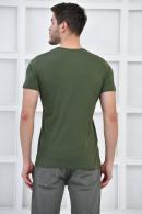 Haki Erkek V Yaka Full Likralı Silim Fit Basıc T-Shirt F51565