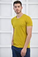 Hardal Erkek V Yaka Basıc Likralı Slim Fit T-Shirt F5173