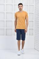 Hardal Erkek Bisiklet Yaka İnce Çizgili Likralı Slim Fit T-Shirt F5432