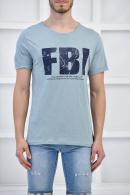 Mint Erkek Bisiklet Yaka FBI Baskılı Slim Fit T-Shirt F5442