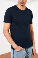 Lacivert Erkek Basic Pamuklu Bisiklet Yaka Slim Fit T-Shirt F51624